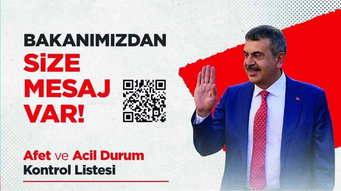 BAKANIMIZDAN AFET FARKINDALIĞI İÇİN ÖNEMLİ MESAJ  ve KONTROL LİSTESİ